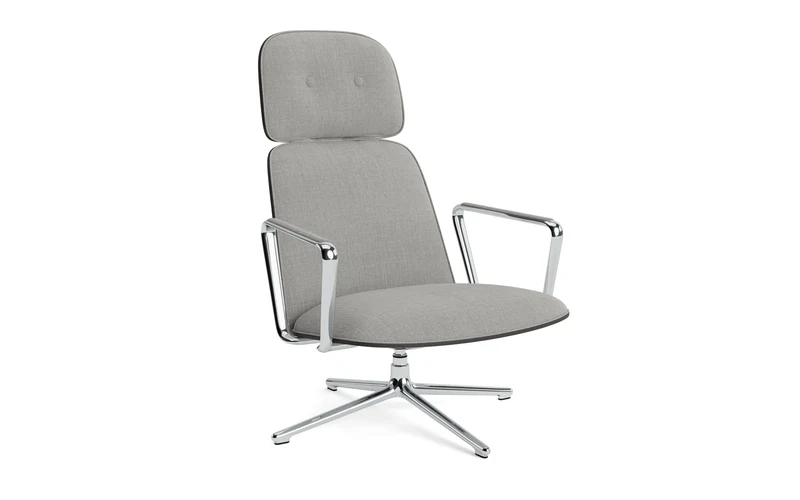 Pad Lounge-Sessel hoch mit Drehgestell und Kippfunktion alu und Schwarz/Remix