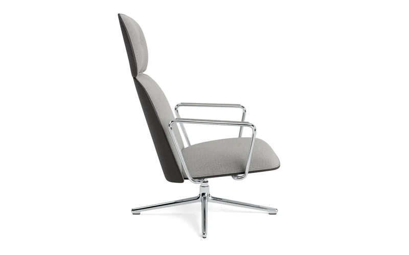 Pad Lounge-Sessel hoch mit Drehgestell und Kippfunktion alu und Schwarz/Remix