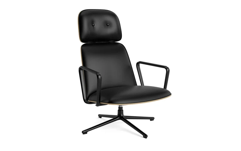 Pad Lounge-Sessel hoch mit Drehgestell und Kippfunktion Schwarz Alu Eiche/Ultra