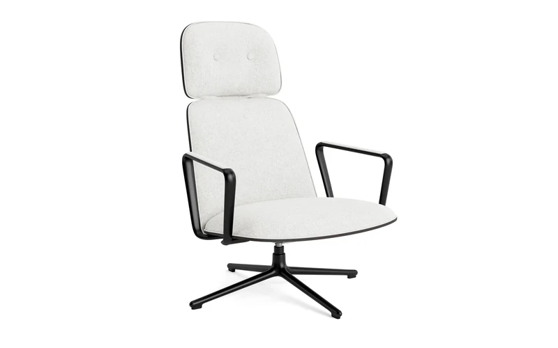 Pad Lounge-Sessel hoch mit Drehgestell und Kippfunktion Schwarz Alu Schwarz/Hallingdal