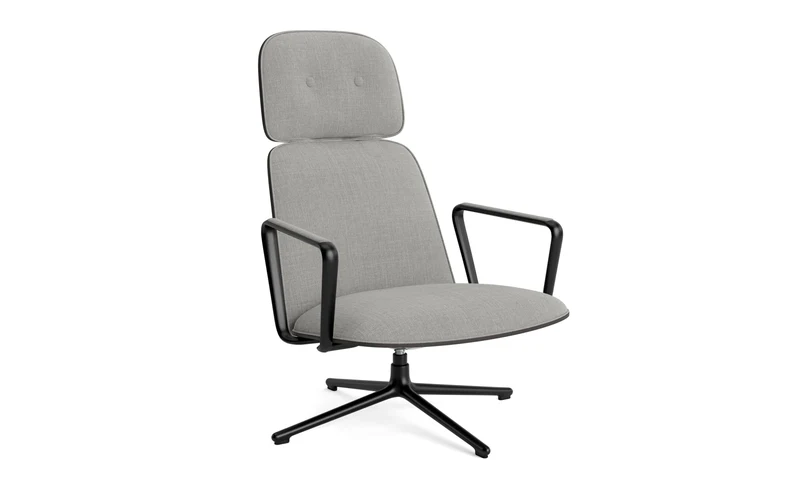 Pad Lounge-Sessel hoch mit Drehgestell und Kippfunktion Schwarz Alu Schwarz/Remix