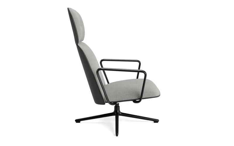Pad Lounge-Sessel hoch mit Drehgestell und Kippfunktion Schwarz Alu Schwarz/Remix