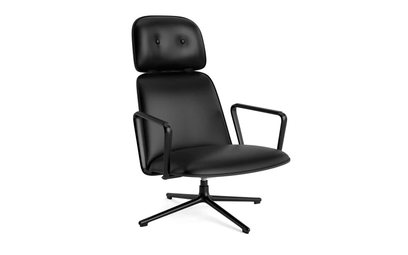 Pad Lounge-Sessel hoch mit Drehgestell und Kippfunktion Schwarz Alu Schwarz/Ultra