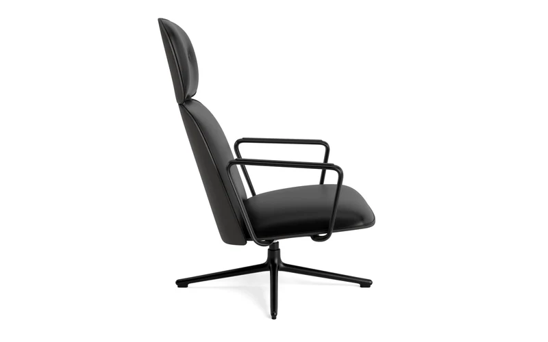 Pad Lounge-Sessel hoch mit Drehgestell und Kippfunktion Schwarz Alu Schwarz/Ultra