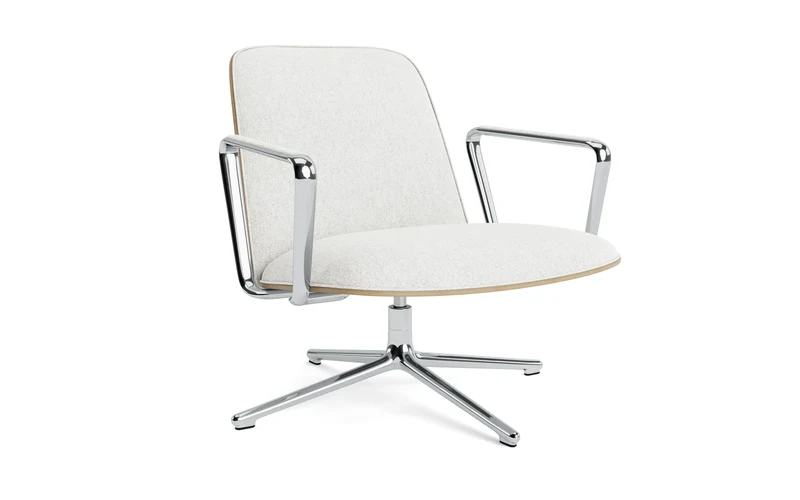 Pad Lounge-Sessel niedrig mit Drehgestell alu und Eiche/Hallingdal