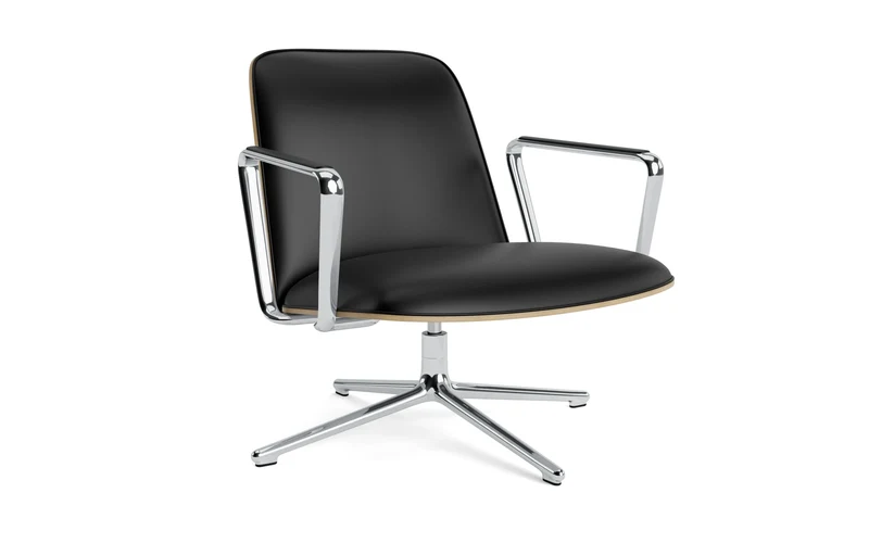 Pad Lounge-Sessel niedrig mit Drehgestell alu und Eiche/Ultra