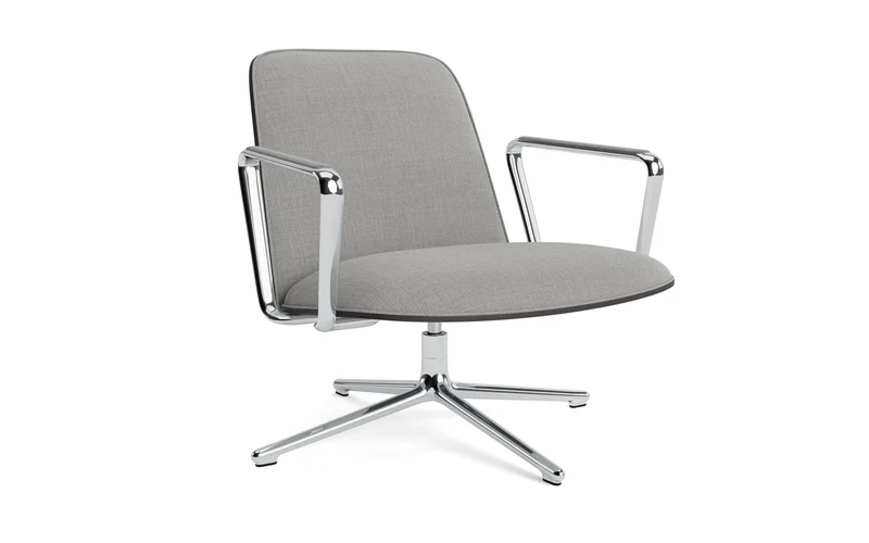 Pad Lounge-Sessel niedrig mit Drehgestell alu und schwarz/Remix