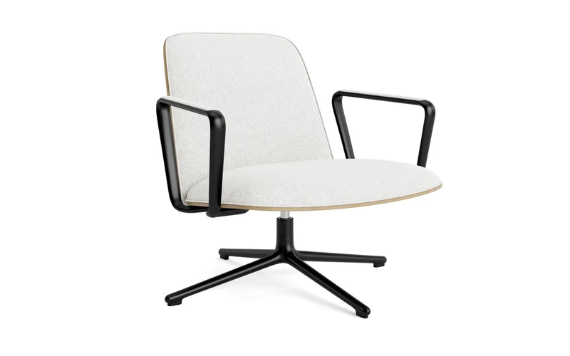 Pad Lounge-Sessel niedrig mit Drehgestell Schwarz Alu Eiche/Hallingdal