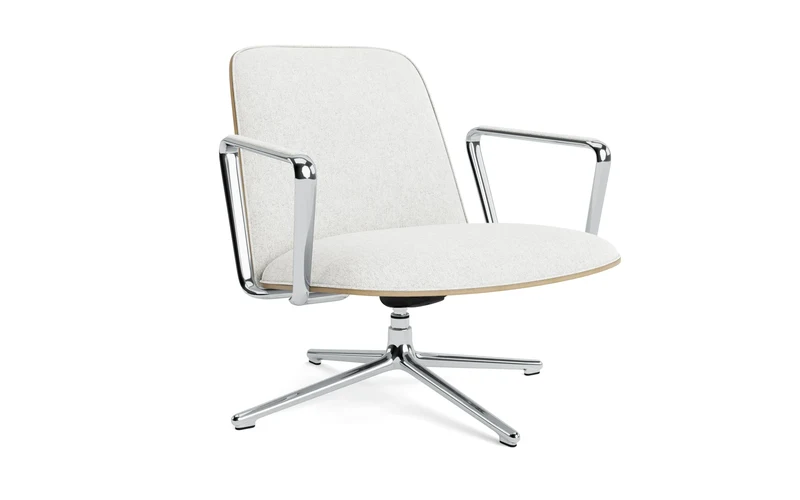 Pad Lounge-Sessel niedrig mit Drehgestell und Kippfunktion alu und Eiche/Hallingdal