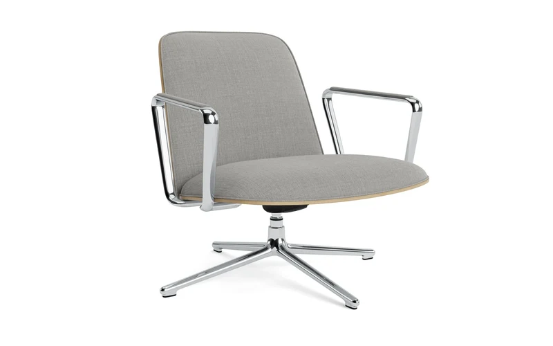 Pad Lounge-Sessel niedrig mit Drehgestell und Kippfunktion alu und Eiche/Remix