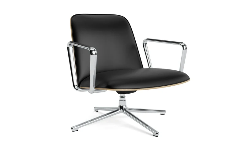 Pad Lounge-Sessel niedrig mit Drehgestell und Kippfunktion alu und Eiche/Ultra