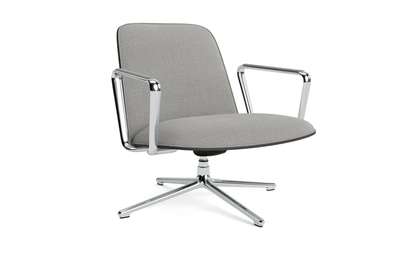 Pad Lounge-Sessel niedrig mit Drehgestell und Kippfunktion alu und Schwarz/Remix