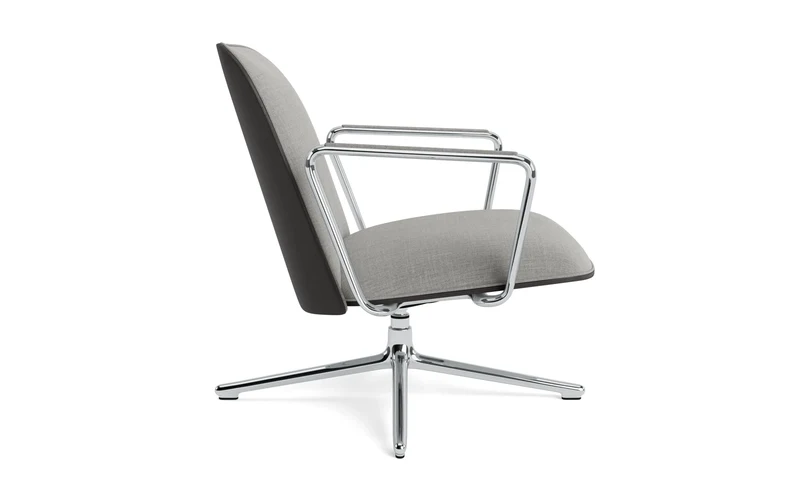 Pad Lounge-Sessel niedrig mit Drehgestell und Kippfunktion alu und Schwarz/Remix