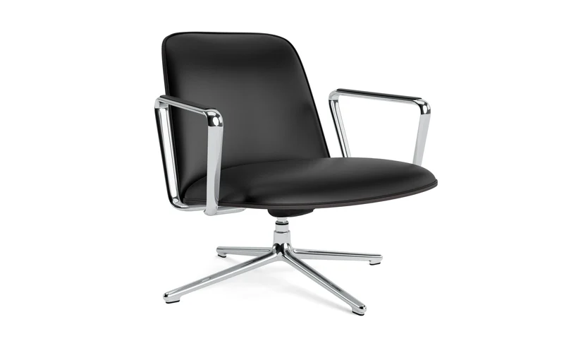 Pad Lounge-Sessel niedrig mit Drehgestell und Kippfunktion alu und Schwarz/Ultra