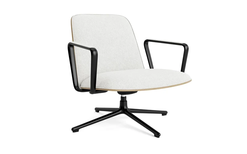 Pad Lounge-Sessel niedrig mit Drehgestell und Kippfunktion Schwarz Alu Eiche/Hallingdal