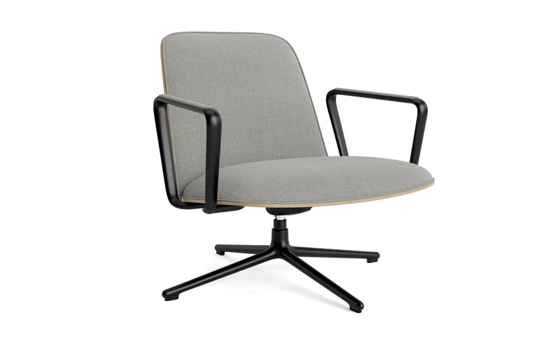 Pad Lounge-Sessel niedrig mit Drehgestell und Kippfunktion Schwarz Alu Eiche/Remix