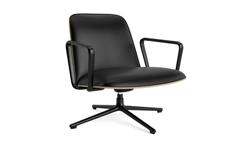 Pad Lounge-Sessel niedrig mit Drehgestell und Kippfunktion Schwarz Alu Eiche/Ultra