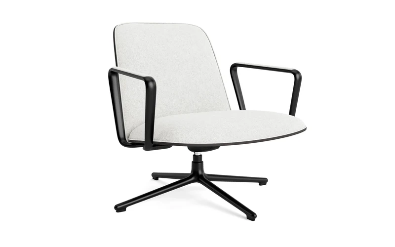 Pad Lounge-Sessel niedrig mit Drehgestell und Kippfunktion Schwarz Alu Schwarz/Hallingdal