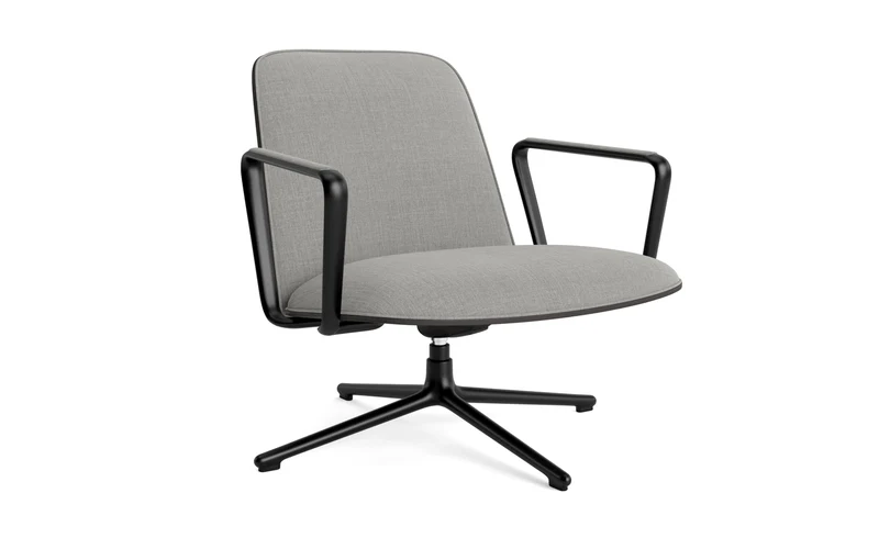 Pad Lounge-Sessel niedrig mit Drehgestell und Kippfunktion Schwarz Alu Schwarz/Remix