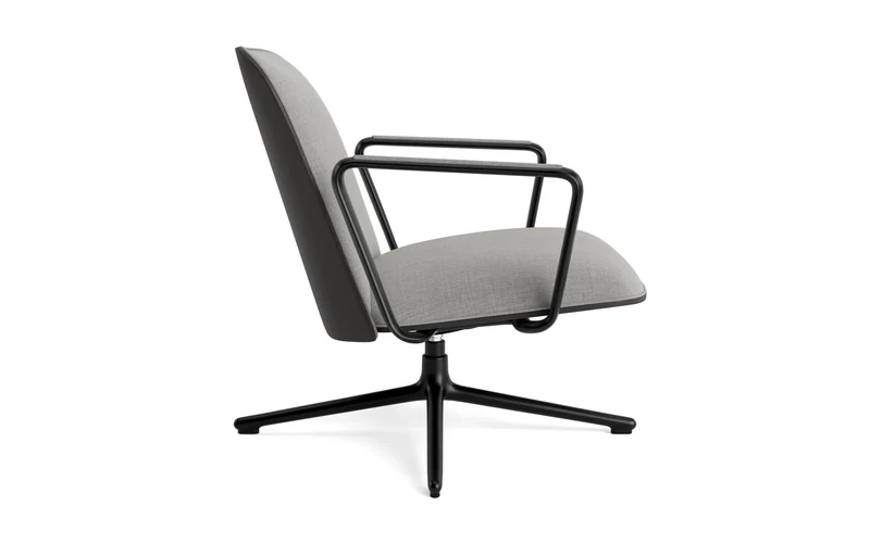 Pad Lounge-Sessel niedrig mit Drehgestell und Kippfunktion Schwarz Alu Schwarz/Remix
