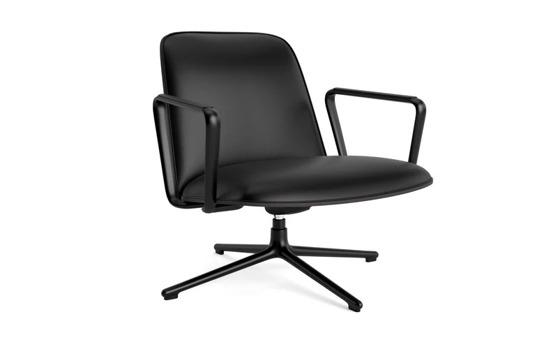 Pad Lounge-Sessel niedrig mit Drehgestell und Kippfunktion Schwarz Alu Schwarz/Ultra