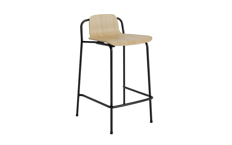 Studio Barhocker 65 cm schwarzes Stahl Eiche