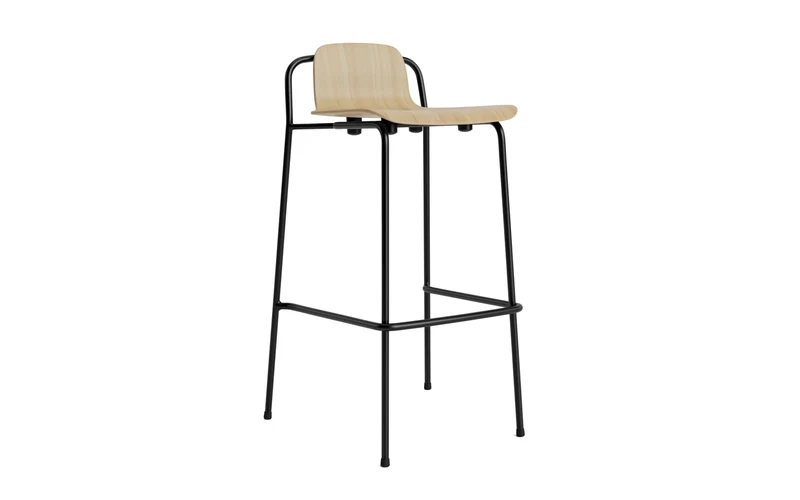 Studio Barhocker 75 cm schwarzes Stahl Eiche