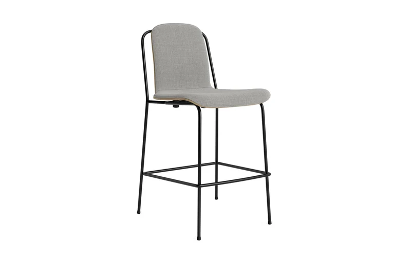 Studio Barstuhl 65 cm frontpolster schwarzes Stahl/ Eiche/ Remix