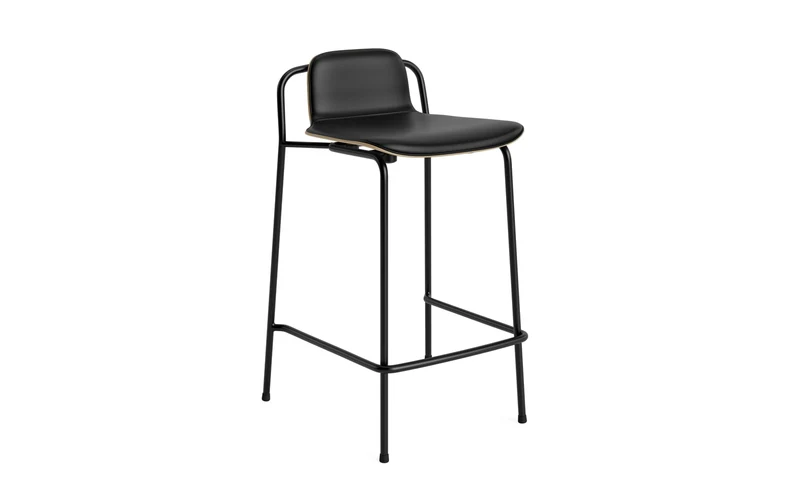 Studio Barstuhl 65 cm frontpolster schwarzes Stahl/ Eiche/ Ultra