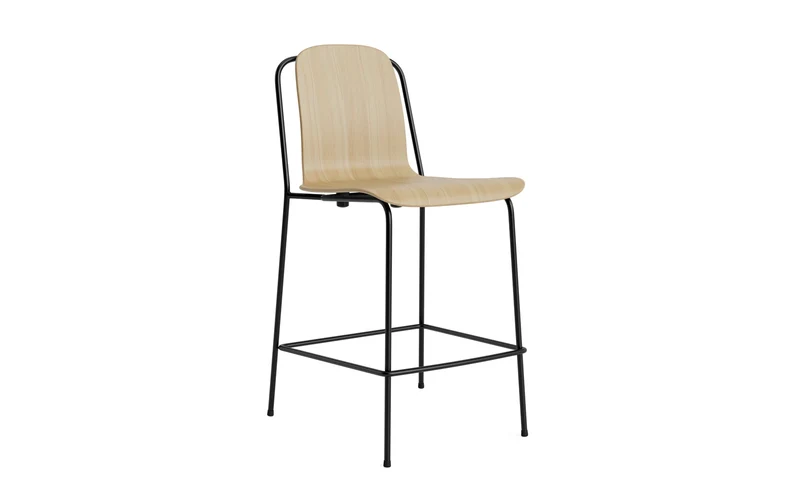 Studio Barstuhl 65 cm schwarzes Stahl/Eiche